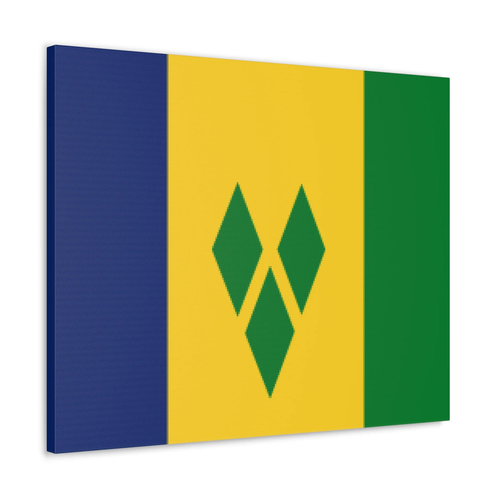 Saint Vincent and the Grenadines Country Flag Canvas Vibrant Wall Art Unframed